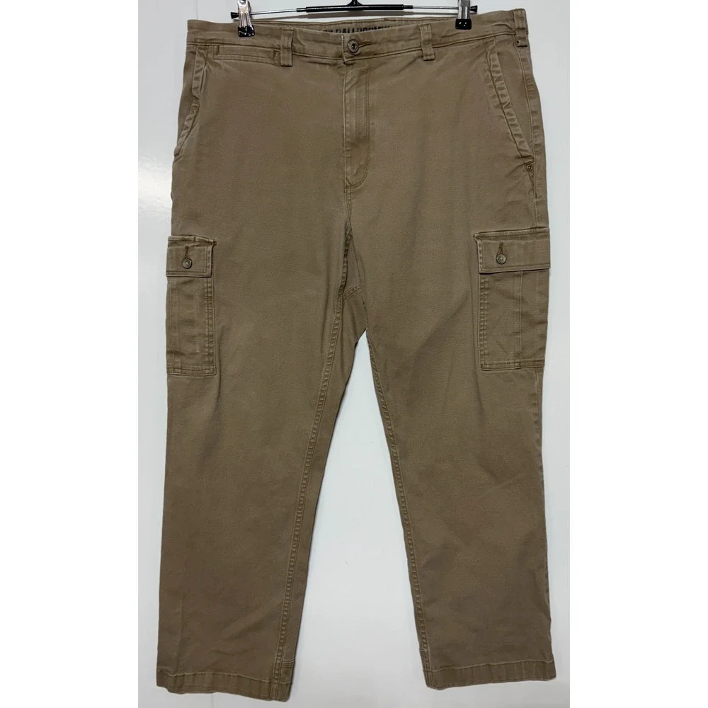Duluth Pants Mens 38X30 Tan Cargo Canvas Flex Ballroom Khakis Stretch Workwear